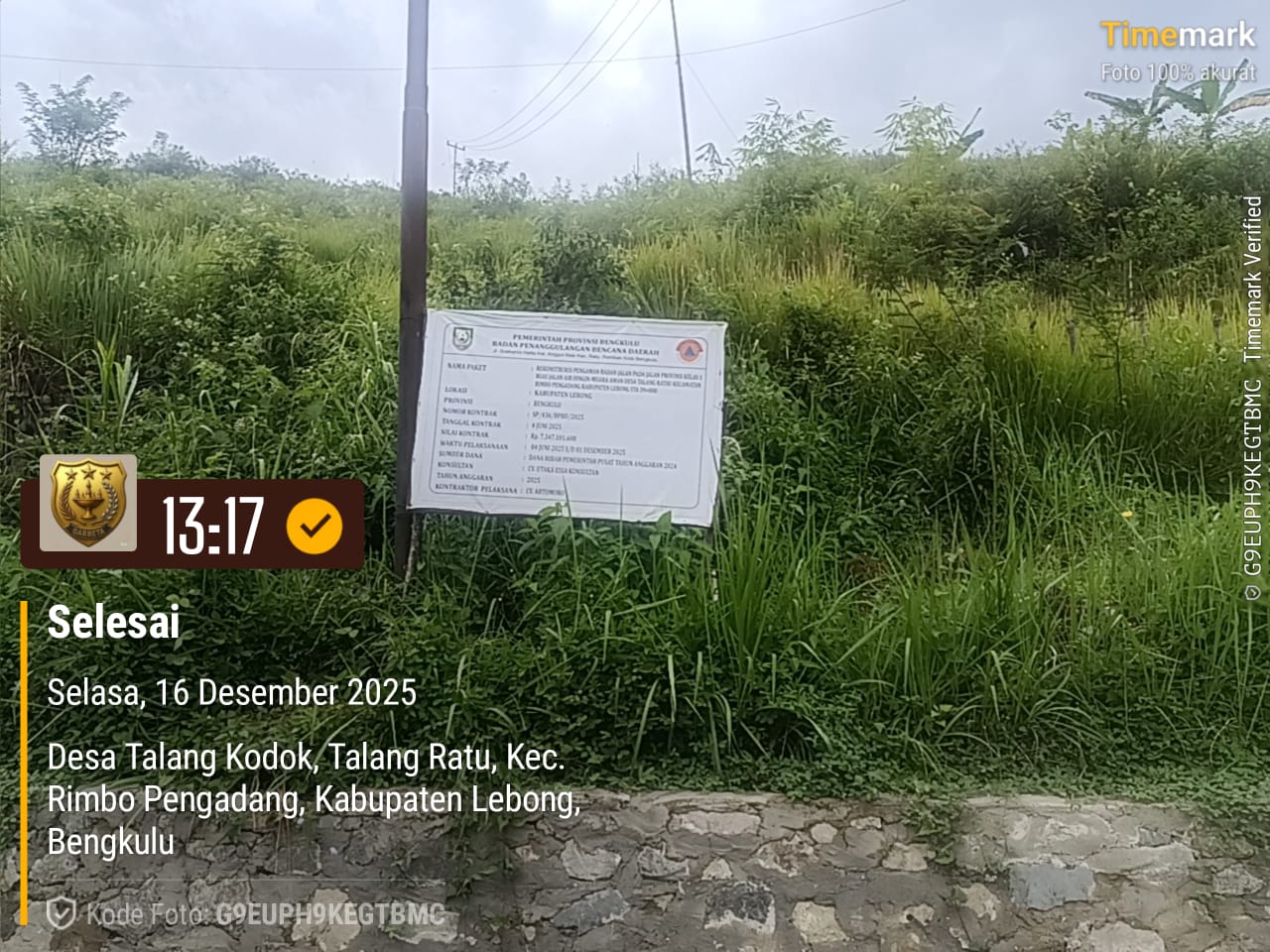 Proyek infrastruktur Badan Penanggulangan Bencana Daerah (BPBD) Provinsi Bengkulu 