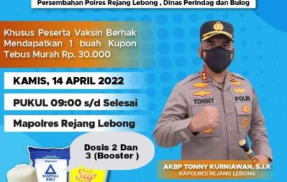 Polres RL Akan Gelar Vaksinasi Bertabur Paket Sembako Murah
