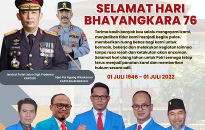 Ketua DPD KNPI Provinsi Bengkulu menyampaikan ucapan selamat Hari Bhayangkara ke-76