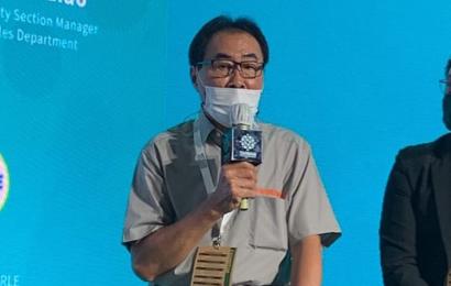 Sales Director First Machinery, Hadi Widijanto saat memberikan presentasi dalam acara seminar Taiwan Smart Manufacturing at Manufacturing Indonesia 2022.
