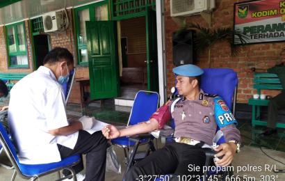 Sipropram Polres Rejang Lebong Cek Personel Ikuti Baksos Donor Darah di Kodim 0409 Rejang Lebong