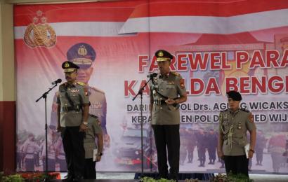 Sambut Kapolda Baru, Polda Bengkulu Gelar Upacara Farewel Parade