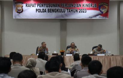 Karo Rena Polda Bengkulu Pimpin Rapat Penyusunan Perjanjian Kinerja Tahun 2023