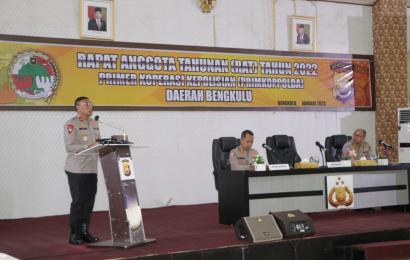 Wakapolda Bengkulu Brigjen Pol. Drs. Umardani, M.Si memimpin langsung Rapat Anggota Tahunan 
