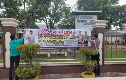 Satlantas Polres Lebong Pasang Spanduk Larangan Balap Liar dan Knalpot Brong