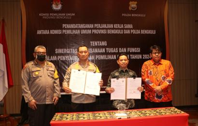 Kapolda Bengkulu Tandatangani Perjanjian Kerjasama Dengan KPU