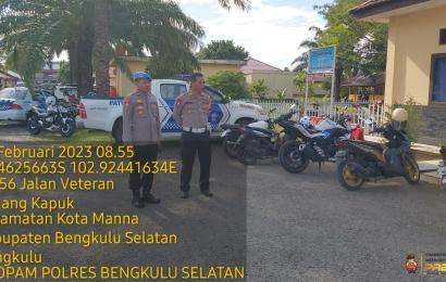 Cegah Penyalahgunaan, Sie Propam Polres Bengkulu Selatan Cek Kendaraan Dinas Polri