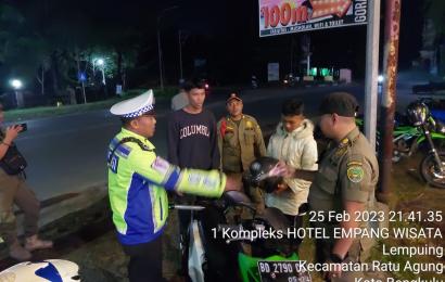 KRYD Gabungan, Polresta Bengkulu Amankan 14 Sepeda Motor Berknalpot Brong