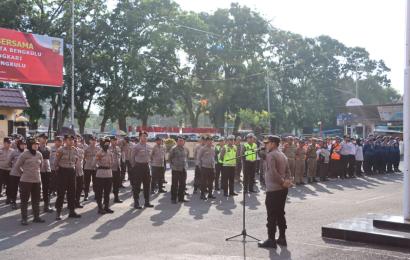 Amankan Malam Puncak HUT Kota Bengkulu ke-304, Polresta Bengkulu Gelar Apel Gabungan
