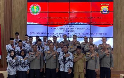 Kapolres Rejang Lebong Hadiri Penandatanganan MoU Polda Bengkulu dan PGRI
