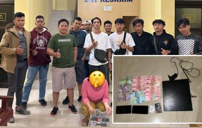 Terduga pelaku bersama barang bukti