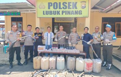 Ciptakan Ramadan Kondusif, Polsek Lubuk Pinang Sita Ribuan Petasan, Miras dan 29 Knalpot Brong