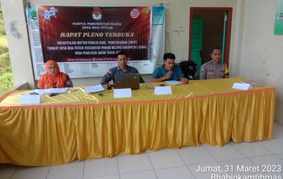 Bhabinkamtibmas Polsek Lebong Utara Hadiri Rapat Pleno Terbuka Rekapitulasi DPHP