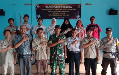 Bhabinkamtibmas Polsek Ketahun Hadiri Rapat Pleno Terbuka Rekapitulasi DPHP Pemilu 2024 di Kecamatan Ketahun 