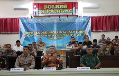 Kapolres Kepahiang Bersama Forkopimda Ikuti Rakor Lintas Sektoral Persiapan Idul Fitri Secara Daring