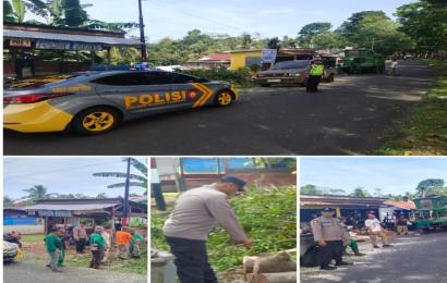 Penebangan Pohon Dijalan Jenggalu, Polsek Gading Cempaka Lakasanakan Pamuturlalin  