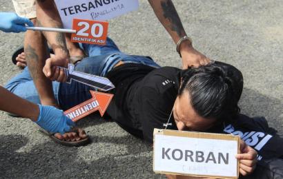 Polisi Gelar Rekontruksi Perkara Pembunuhan di  Pasar Bawah 