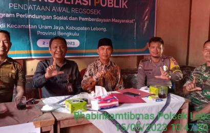 Bhabinkamtibmas Polsek Lebong Utara Hadiri Forum Konsultasi Publik Regsosek di Desa Tangua