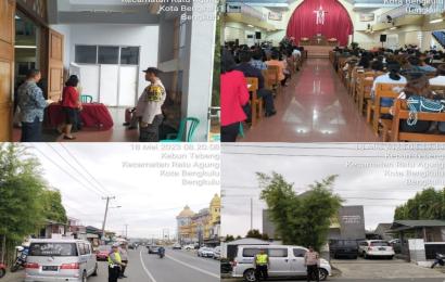 Berikan Rasa Aman Perayaan Kenaikan Isa Almasih 2023, Polresta Bengkulu dan Polsek Jajajaran Laksanakan Pengamanan Ibadah Gereja