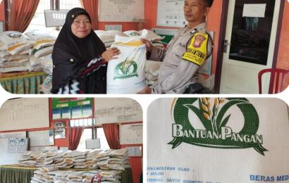 Bhabinkamtibmas Monitoring Penyaluran Bantuan di Kelurahan Tanjung Jaya