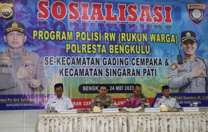 Kapolresta Bengkulu Hadiri Sosialisasi "Polisi RW"  Se-Kecamatan Gading Cempaka dan Singaran Pati