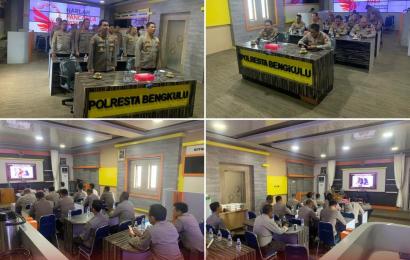 6 Kapolres Ikuti Bedah Buku Rekonstruksi Nasionalisme di Polresta Bengkulu Secara Virtual