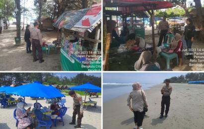 Cegah Kejahatan, Sat Samapta Polresta Bengkulu Patroli  di Kawasan Pantai 