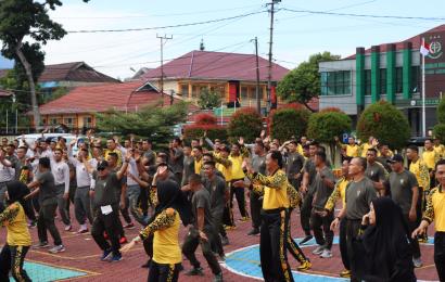 Sambut Hari Bhayangkara, Polres Rejang Lebong Gelar Olahraga Bersama Polri-TNI