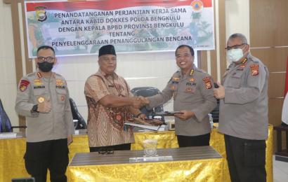 Polda Bengkulu MOU Bersama BPBD, Terkait Penyelenggaraan Penanggulangan Bencana