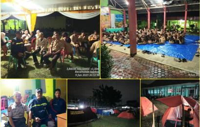 Berikan Pengamanan, Polsek Selebar Monitoring Perkemahan di SMAN 03 Kota Bengkulu 