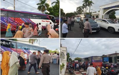 Polresta Bengkulu, Melakukan Pengamanan Pemberangkatan Calon Jemaah Haji Kota Bengkulu Tahun 2023/1444 H 