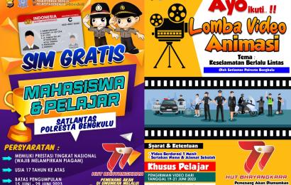Meriahkan Hari Bhayangkara, Satlantas Adakan Lomba Video Animasi Bagi Pelajar dan SIM Gratis, ini Syaratnya