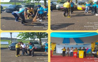 Memperingati Hari Lingkungan Hidup, Kapolsek Teluk Segara Hadiri Kegiatan Program Bersih-Bersih Pantai  
