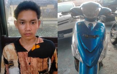 Terduga pelaku bersama barang bukti