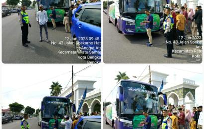 Polresta Bengkulu, Lakukan Pengamanan dan Pengawalan Keberangkatan Calon Jemaah Haji Kota Bengkulu 