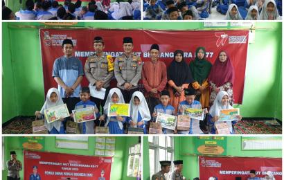 Dalam Rangka HUT Bhayangkara Ke-77 Kapolsek Batiknau Melaksanakan Bhakti Keagamaan Bersama Anak-Anak TPQ Al-Iklas