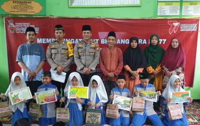 Menuju HUT Bhayangkara ke-77, Polsek Batik Nau Gelar Lomba Melukis di TPQ Al-Ikhlas