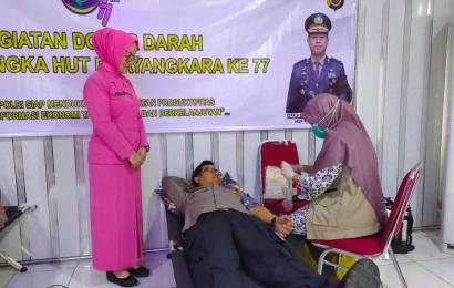 Sambut Hut Bahayangkara Ke 77, Polres Mukomuko Gelar Aksi Donor Darah