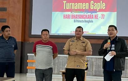Turnamen Gaple Meriahkan Rangkaian Hari Bhayangkara Ke-77 Polresta Bengkulu