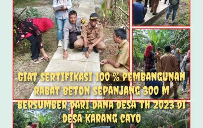 Bhabinkamtibmas Polsek Pino, Hadiri Sertifikasi  Pembangunan Rabat Beton Desa Karang Cayo