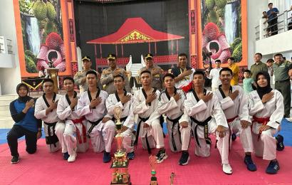 Bripda M.Alfad Raih Juara 1 Kejuraan Taekwondo Kapolres Cup Bengkulu Tengah Tahun 2023