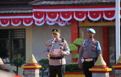 Upacara Kenaikan Pangkat 37 Personel Polres Rejang Lebong dan 9 Personel Batalyon Detasemen A Brimobda Bengkulu 