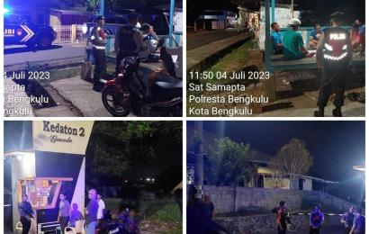 Sambangi Pos Ronda, Sat Samapta Polresta Bengkulu Sampaikan Imbaun Kamtibmas