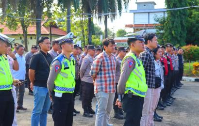 Laksanakan Pengamanan Tes Tertulis Pilkades Desa Nanjungan, Polres BS Gelar Apel Kesiapan
