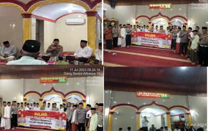 Gelar Subuh Keliling di Masjid Baiturahman Kelurahan Bajak, Kapolresta Bengkulu Sampaiakan Imbaun Kamtibmas
