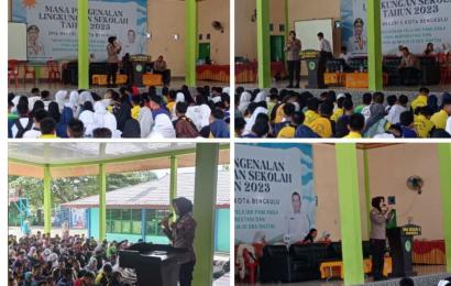 Personel Sat Binmas Polresta Bengkulu Berikan Penyuluhan kepada Siswa Baru SMAN 05 Kota Bengkulu