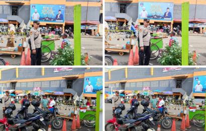 Polsek Ratu Samban, Patroli Sambang Bersama Pedagang dan Pengunjung Pasar Minggu