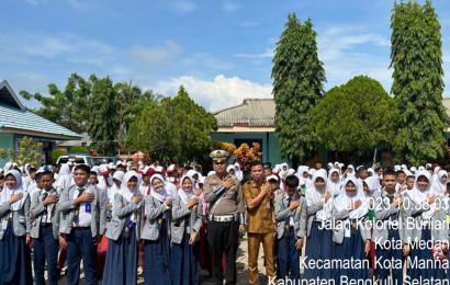 Sat Lantas Polres BS, Jadi Narasumber Sosialisasi Tata Tertib Berlalu Lintas di SMPN 02 BS