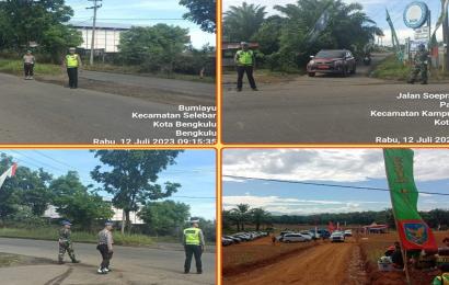 Sat Lantas Polresta Bengkulu Gelar Pengamanan Lalin Kegiatan Upacara Pembukaan TMMD Reguler ke-117 Kodim 0407