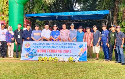 Laksanakan Pengamanan dan Monitoring, Kapolsek Lais dan Anggota Hadiri Pembukaan Turnamen Sepakbola